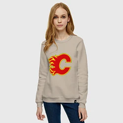 Свитшот хлопковый женский Calgary Flames, цвет: миндальный — фото 2