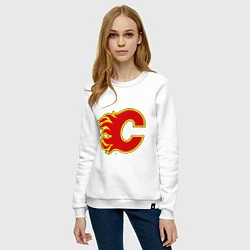 Свитшот хлопковый женский Calgary Flames, цвет: белый — фото 2