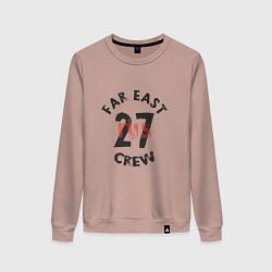 Свитшот хлопковый женский Far East 27 Crew, цвет: пыльно-розовый