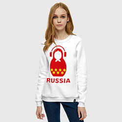 Свитшот хлопковый женский Russia dj, цвет: белый — фото 2