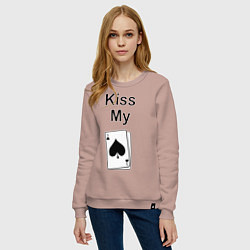 Свитшот хлопковый женский Kiss my card, цвет: пыльно-розовый — фото 2