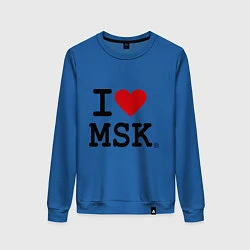 Свитшот хлопковый женский I love MSK, цвет: синий