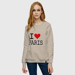 Свитшот хлопковый женский I love Paris, цвет: миндальный — фото 2