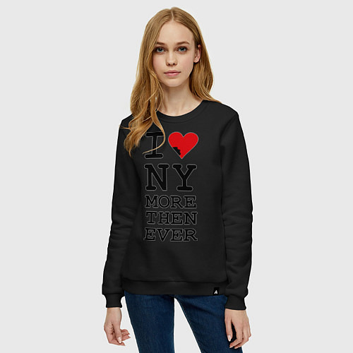 Женский свитшот I love NY more that ever / Черный – фото 3