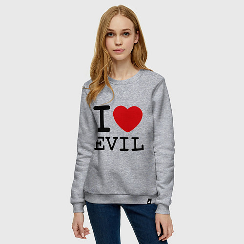 Женский свитшот I love evil / Меланж – фото 3