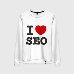 Свитшот хлопковый женский I love SEO, цвет: белый