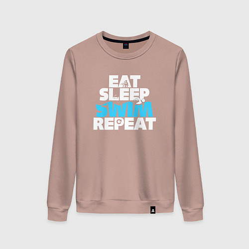 Женский свитшот Eat sleep swim repeat / Пыльно-розовый – фото 1
