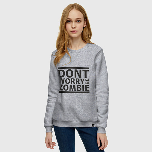 Женский свитшот Dont worry be zombie / Меланж – фото 3