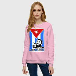 Свитшот хлопковый женский Fidel: Viva, Cuba!, цвет: светло-розовый — фото 2