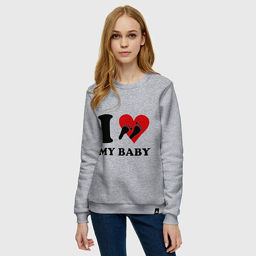 Женский свитшот I love my baby / Меланж – фото 3