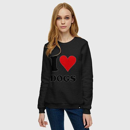 Женский свитшот I love dogs - Я люблю собак / Черный – фото 3