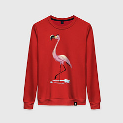 Свитшот хлопковый женский Гордый фламинго, цвет: красный