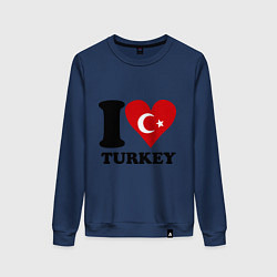 Свитшот хлопковый женский I love turkey, цвет: тёмно-синий