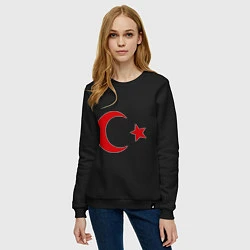 Свитшот хлопковый женский Турция, цвет: черный — фото 2