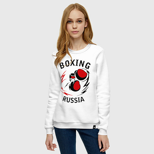 Женский свитшот Boxing Russia Forever / Белый – фото 3