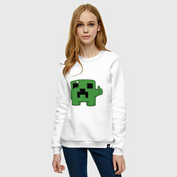 Свитшот хлопковый женский Minecraft Green, цвет: белый — фото 2