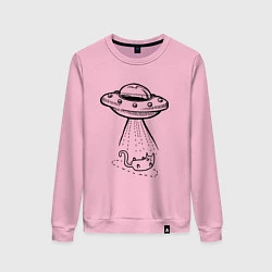 Свитшот хлопковый женский Ufo cat, цвет: светло-розовый