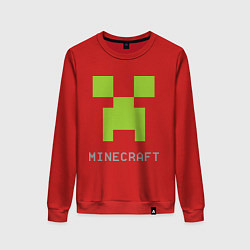 Свитшот хлопковый женский Minecraft logo grey, цвет: красный