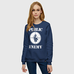 Свитшот хлопковый женский Public Enemy, цвет: тёмно-синий — фото 2