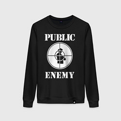 Свитшот хлопковый женский Public Enemy, цвет: черный