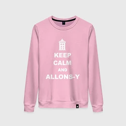 Свитшот хлопковый женский Keep Calm & Allons-Y, цвет: светло-розовый