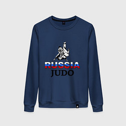 Свитшот хлопковый женский Russia judo, цвет: тёмно-синий