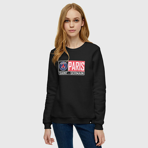 Женский свитшот Paris Saint-Germain - New collections / Черный – фото 3