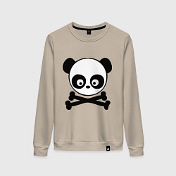 Свитшот хлопковый женский Skull panda, цвет: миндальный