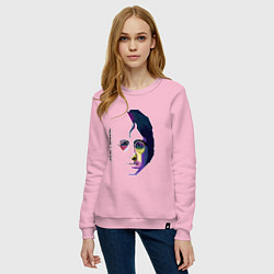 Свитшот хлопковый женский John Lennon: Techno, цвет: светло-розовый — фото 2