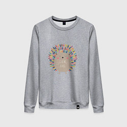 Свитшот хлопковый женский Hedgehog: give me a hug, цвет: меланж