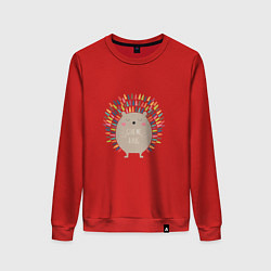 Свитшот хлопковый женский Hedgehog: give me a hug, цвет: красный