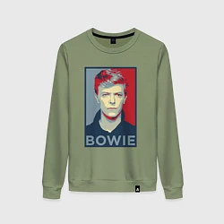 Свитшот хлопковый женский Bowie Poster, цвет: авокадо