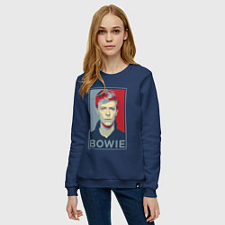 Свитшот хлопковый женский Bowie Poster, цвет: тёмно-синий — фото 2