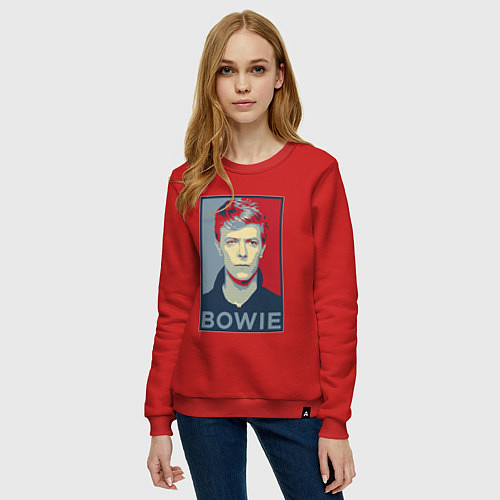 Женский свитшот Bowie Poster / Красный – фото 3
