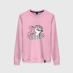 Свитшот хлопковый женский Stop smoking, start vaping, цвет: светло-розовый