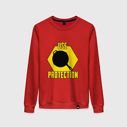 Свитшот хлопковый женский Use Protection, цвет: красный