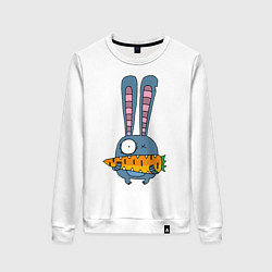 Свитшот хлопковый женский Заяц с морковкой, цвет: белый