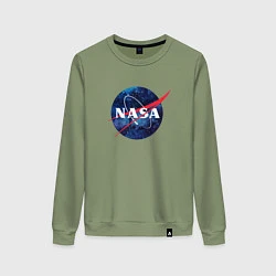 Свитшот хлопковый женский NASA: Cosmic Logo, цвет: авокадо