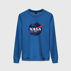 Свитшот хлопковый женский NASA: Cosmic Logo, цвет: синий