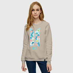 Свитшот хлопковый женский BTS Army Floral, цвет: миндальный — фото 2