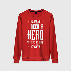 Свитшот хлопковый женский Skillet: I need a Hero, цвет: красный