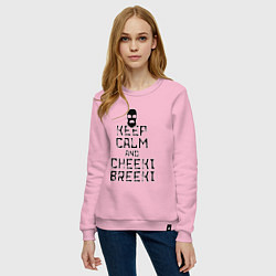 Свитшот хлопковый женский Keep Calm & Cheeki Breeki, цвет: светло-розовый — фото 2