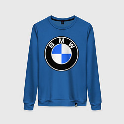 Свитшот хлопковый женский Logo BMW, цвет: синий