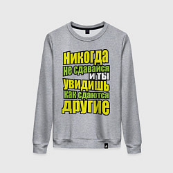Свитшот хлопковый женский Никогда не сдавайся!, цвет: меланж