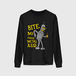 Свитшот хлопковый женский Bite my shunny metal ass, цвет: черный