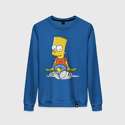 Свитшот хлопковый женский Барт на скейте, цвет: синий