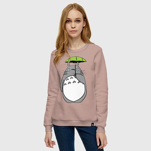 Женский свитшот Totoro с зонтом / Пыльно-розовый – фото 3