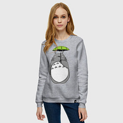 Свитшот хлопковый женский Totoro с зонтом, цвет: меланж — фото 2