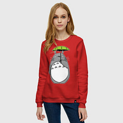 Свитшот хлопковый женский Totoro с зонтом, цвет: красный — фото 2