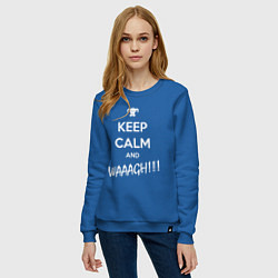 Свитшот хлопковый женский Keep Calm & WAAAGH, цвет: синий — фото 2